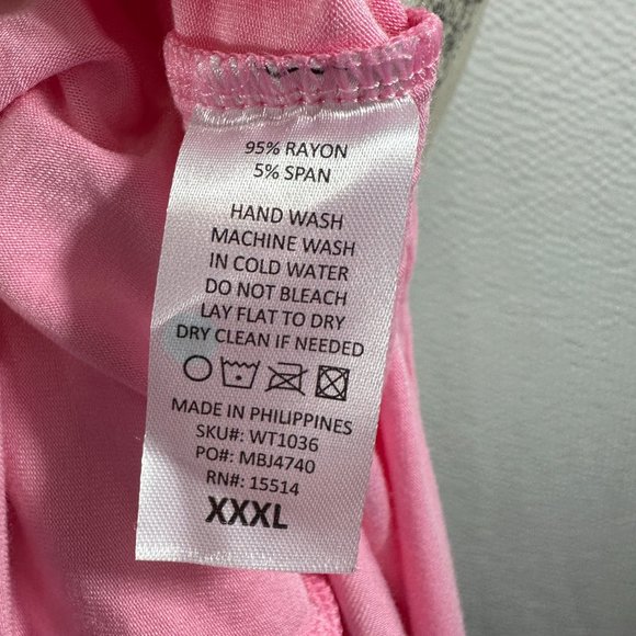 Made by Johnny Women's V-Neck 3/4 Sleeve Dolman Top with Side Shirring XXXL PINK - Picture 9 of 9